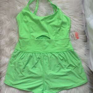 FREE PEOPLE MOVEMENT Righteous Runsie Romper Onesie in Lime Green Sz LARGE